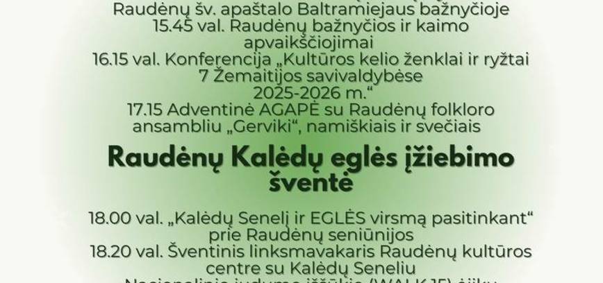 Kalėdų eglės įžiebimo šventė Raudėnuose