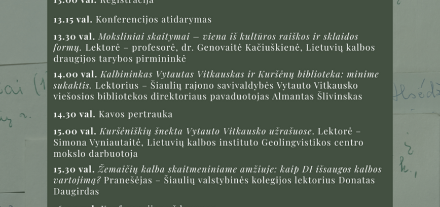 Konferencija „Vytauto Vitkausko skaitymai: nuo užrašų knygutės iki dirbtinio intelekto“