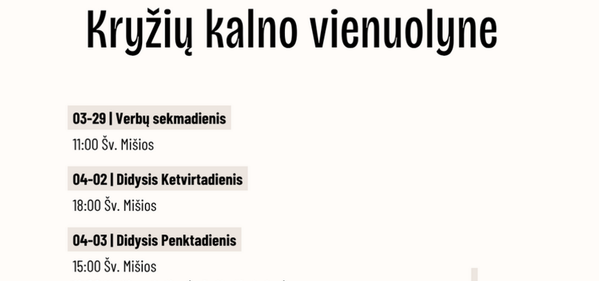 Šv. Mišios Kryžių kalno vienuolyne