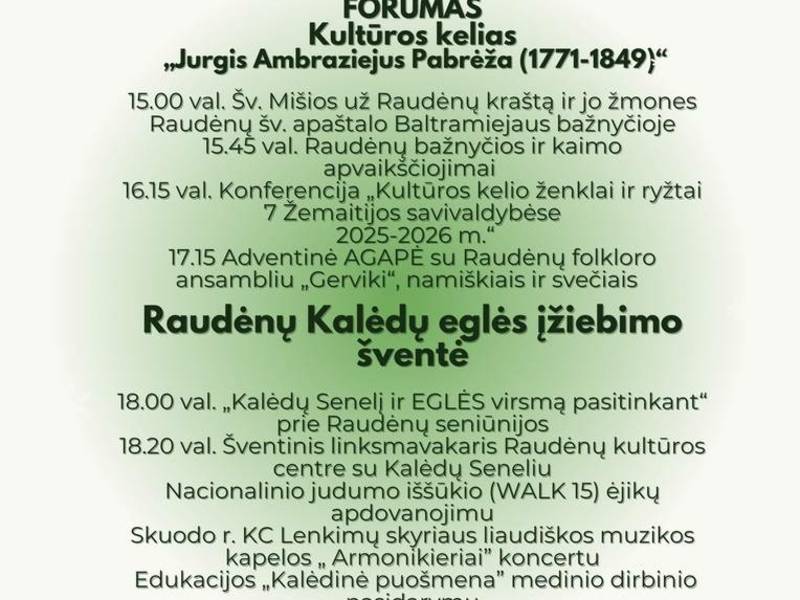 Kalėdų eglės įžiebimo šventė Raudėnuose