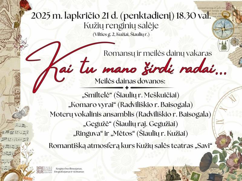 Regioninis romansų vakaras „Kai tu mano širdį radai“