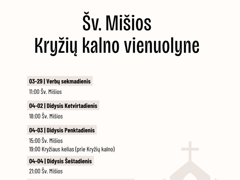 Šv. Mišios Kryžių kalno vienuolyne